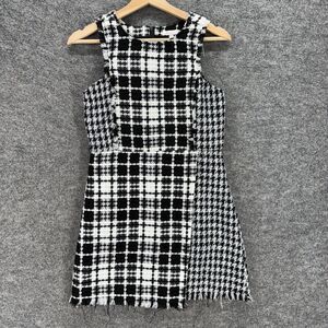 GH Dress Girls 16 Black Plaid Sheath Short Zipper Lined Sleeveless Acrylic